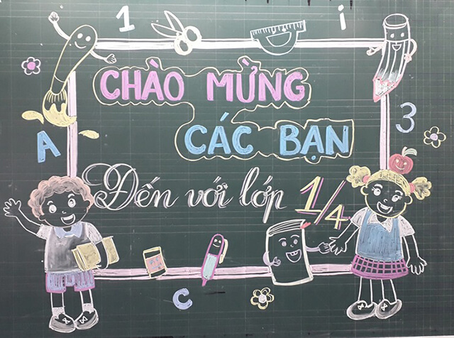 Ấn tượng khẩu hiệu chào đón học sinh lớp 1 – Tiểu Học Hoàng Văn Thụ